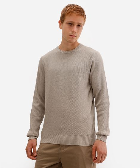 suéter masculino de tricot texturizado bege