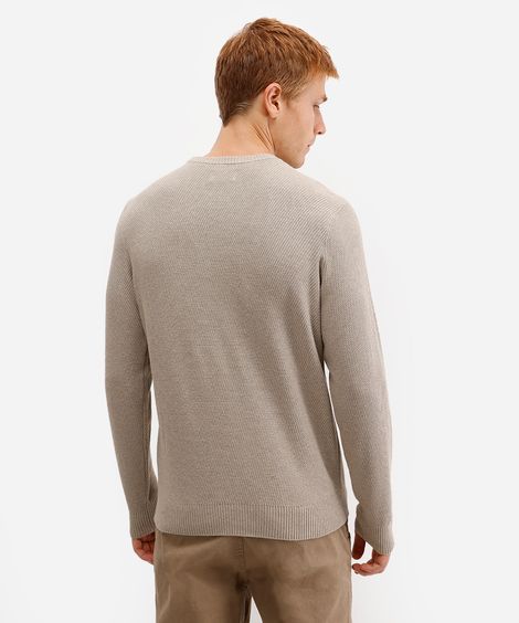 suéter masculino de tricot texturizado bege