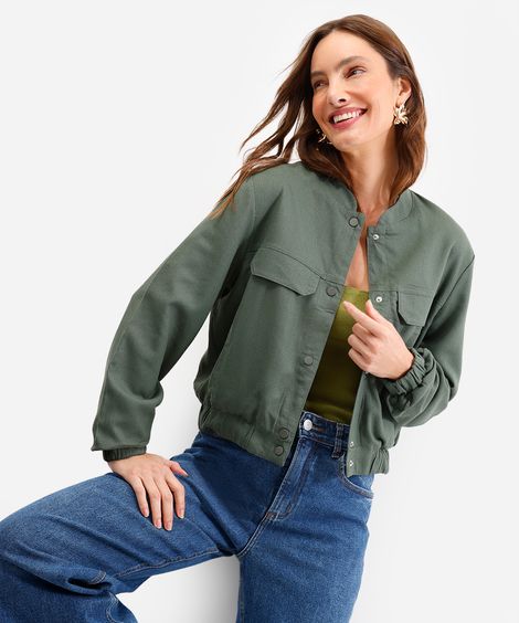 jaqueta bomber feminina com linho verde