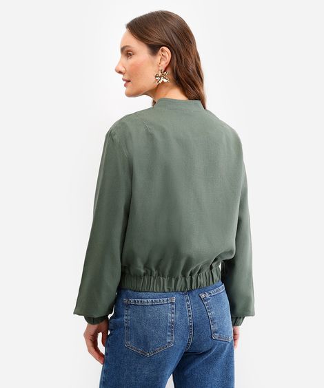 jaqueta bomber feminina com linho verde
