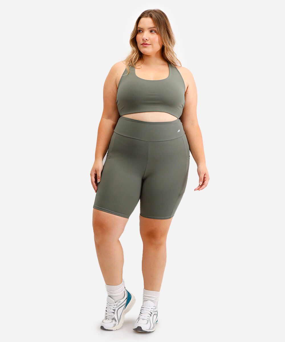top feminino esportivo ace decote nadador plus size verde