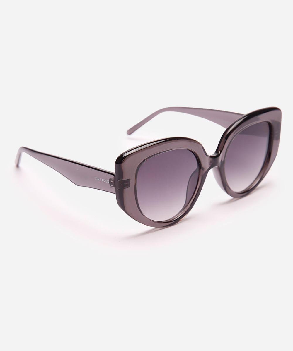 óculos de sol oval feminino fumê triton preto