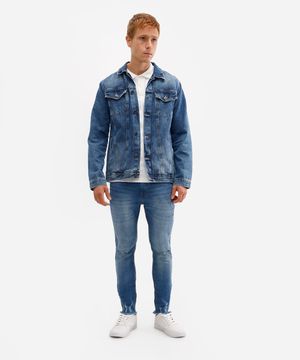 calça skinny jeans destroyed azul
