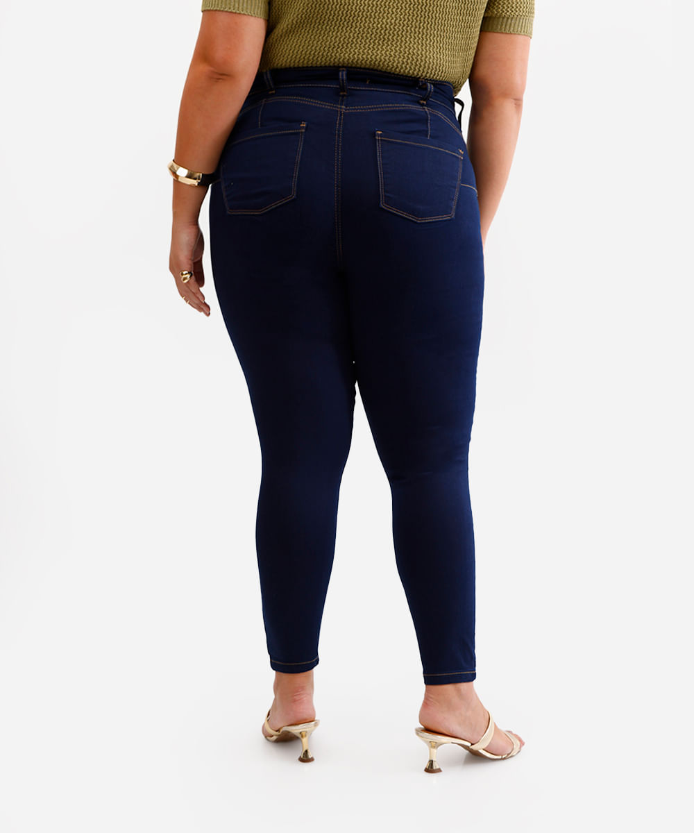 calça skinny feminina jeans plus size - jeans escuro