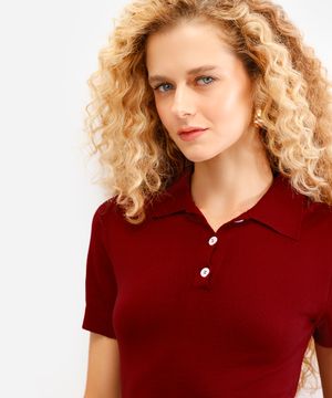 polo feminina de tricot vinho