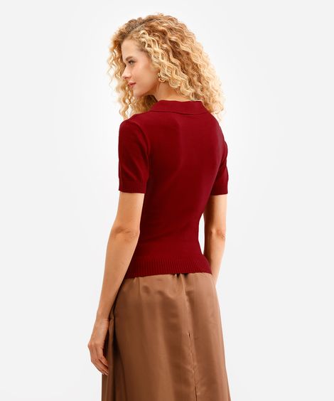 polo feminina de tricot vinho