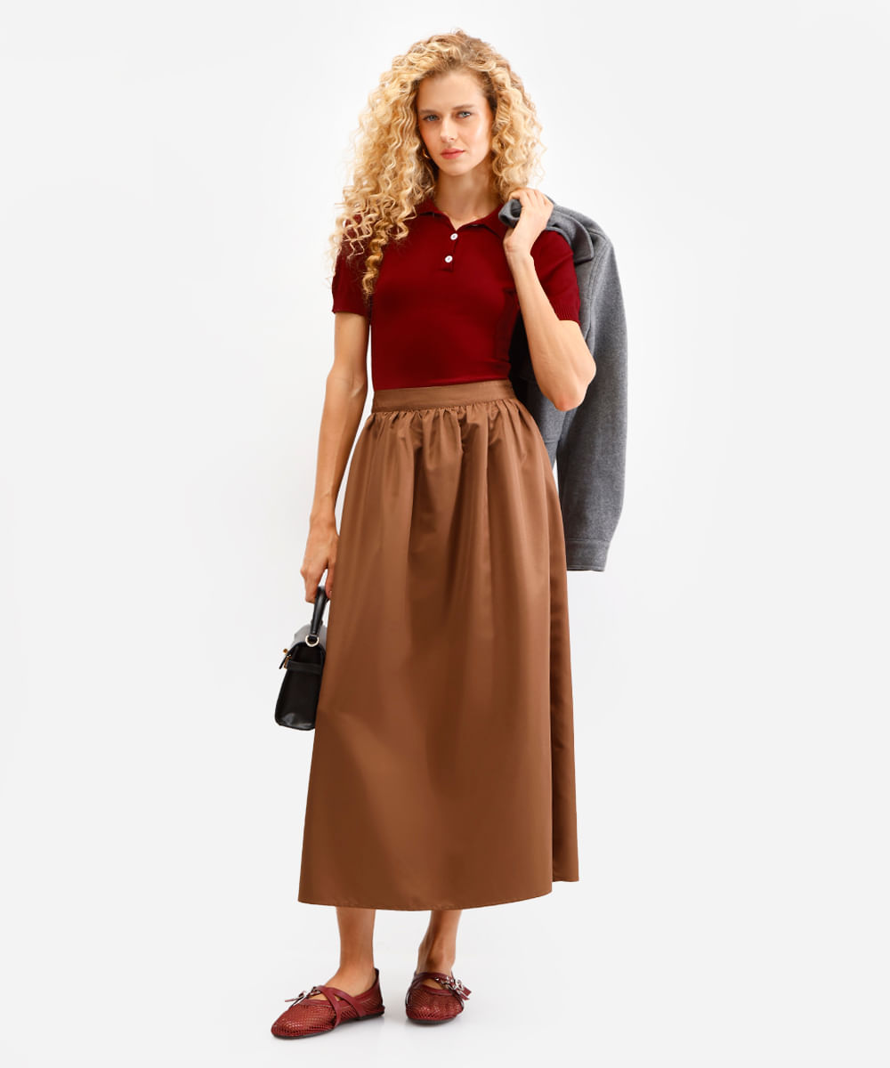 polo feminina de tricot vinho