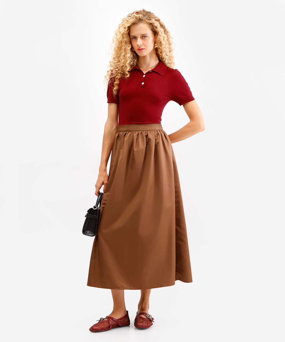 polo feminina de tricot vinho