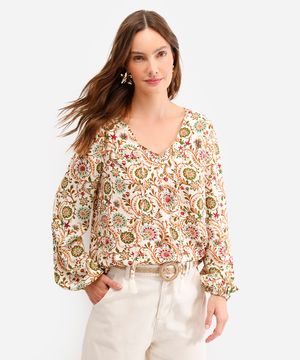 bata feminina de viscose manga longa bege