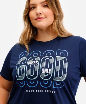 camiseta feminina esportiva ace good vibes only azul