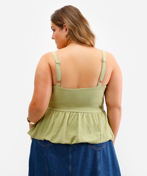 blusa balonê feminina texturizada plus size verde