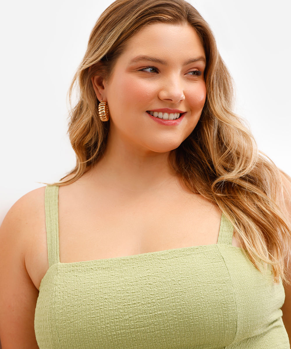 blusa balonê feminina texturizada plus size verde