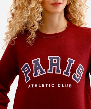 blusão feminino de moletom paris - vinho