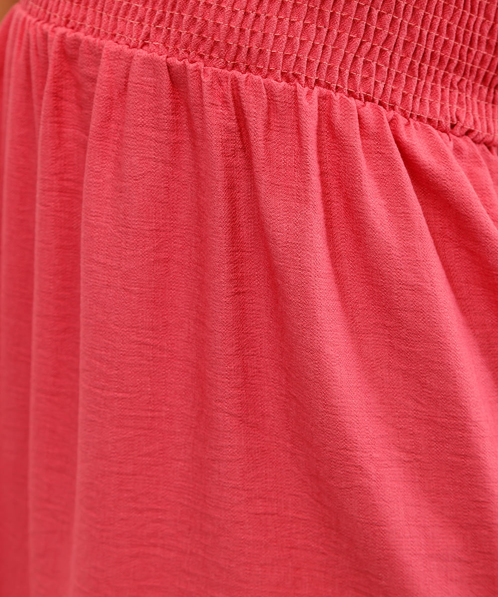 vestido midi feminino de viscose alça babado rosa