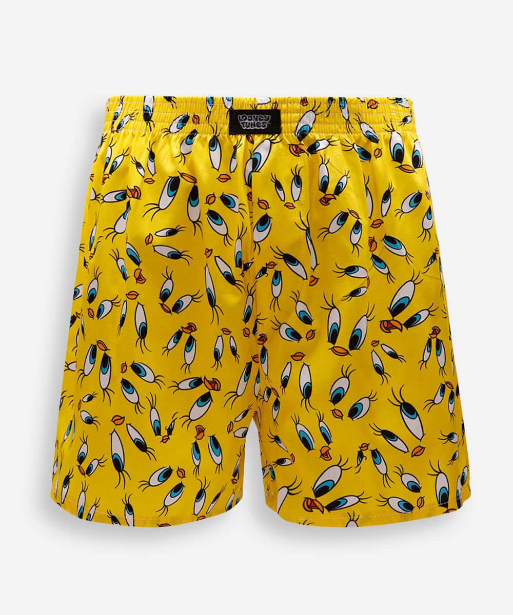 samba canção masculina de algodão piu piu amarela