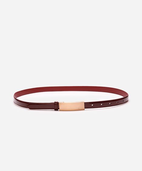 cinto feminino vernizado fivela retangular vinho
