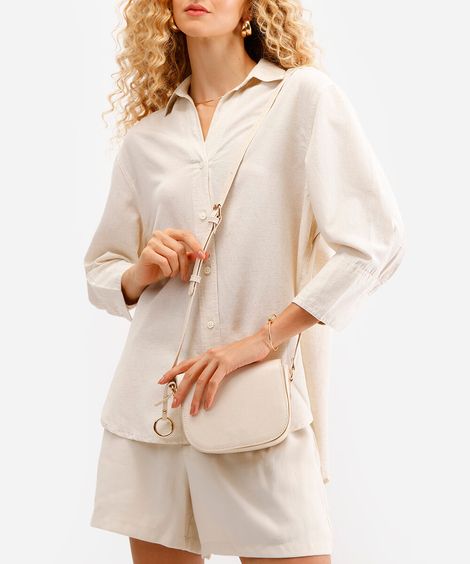 bolsa feminina transversal croco off white