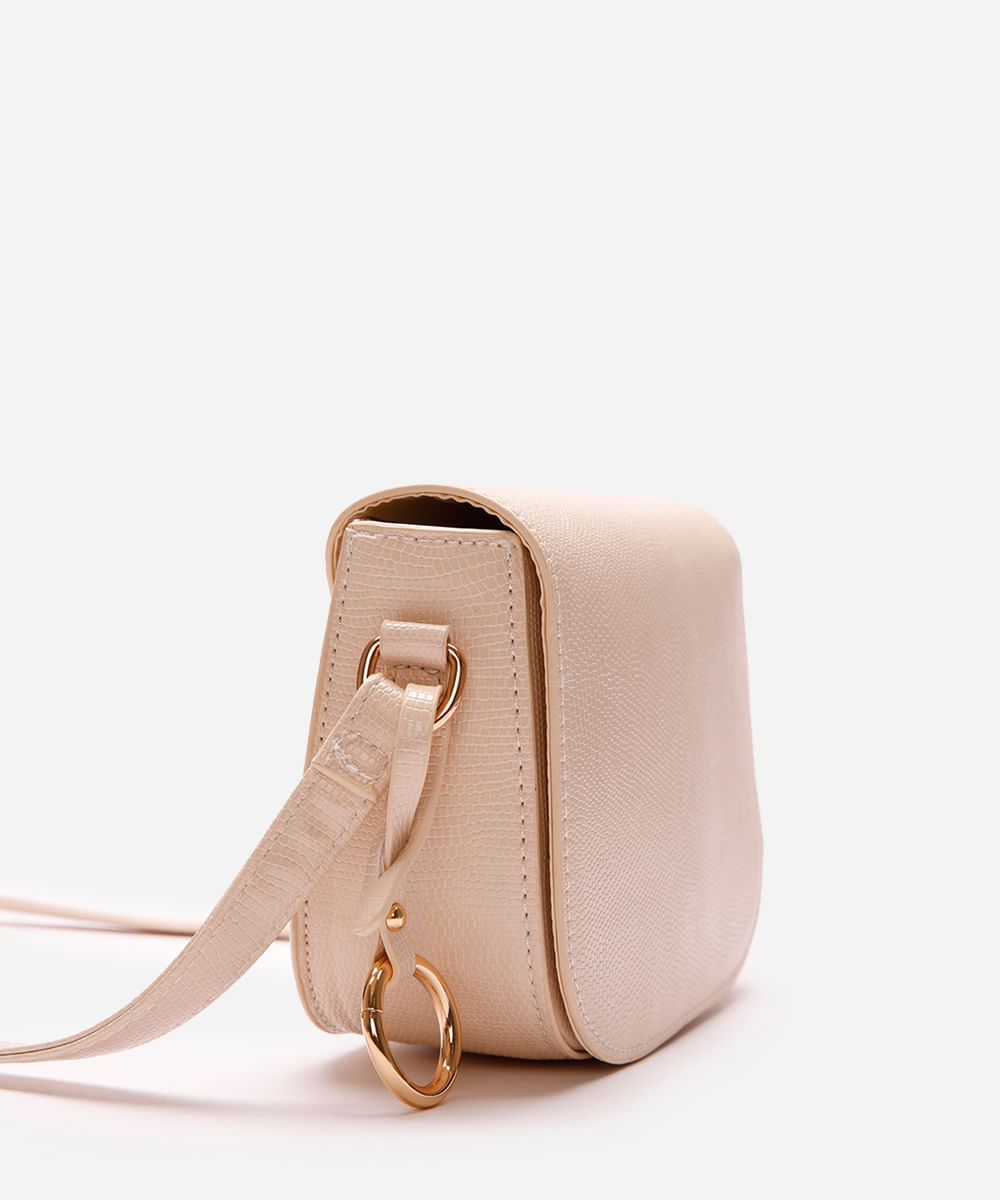 bolsa feminina transversal croco off white