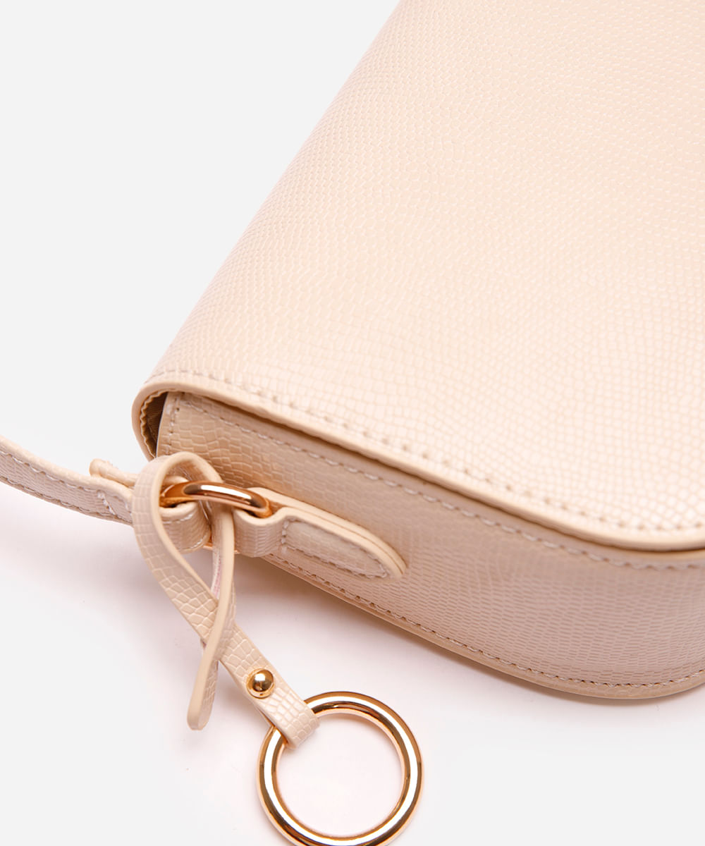 bolsa feminina transversal croco off white