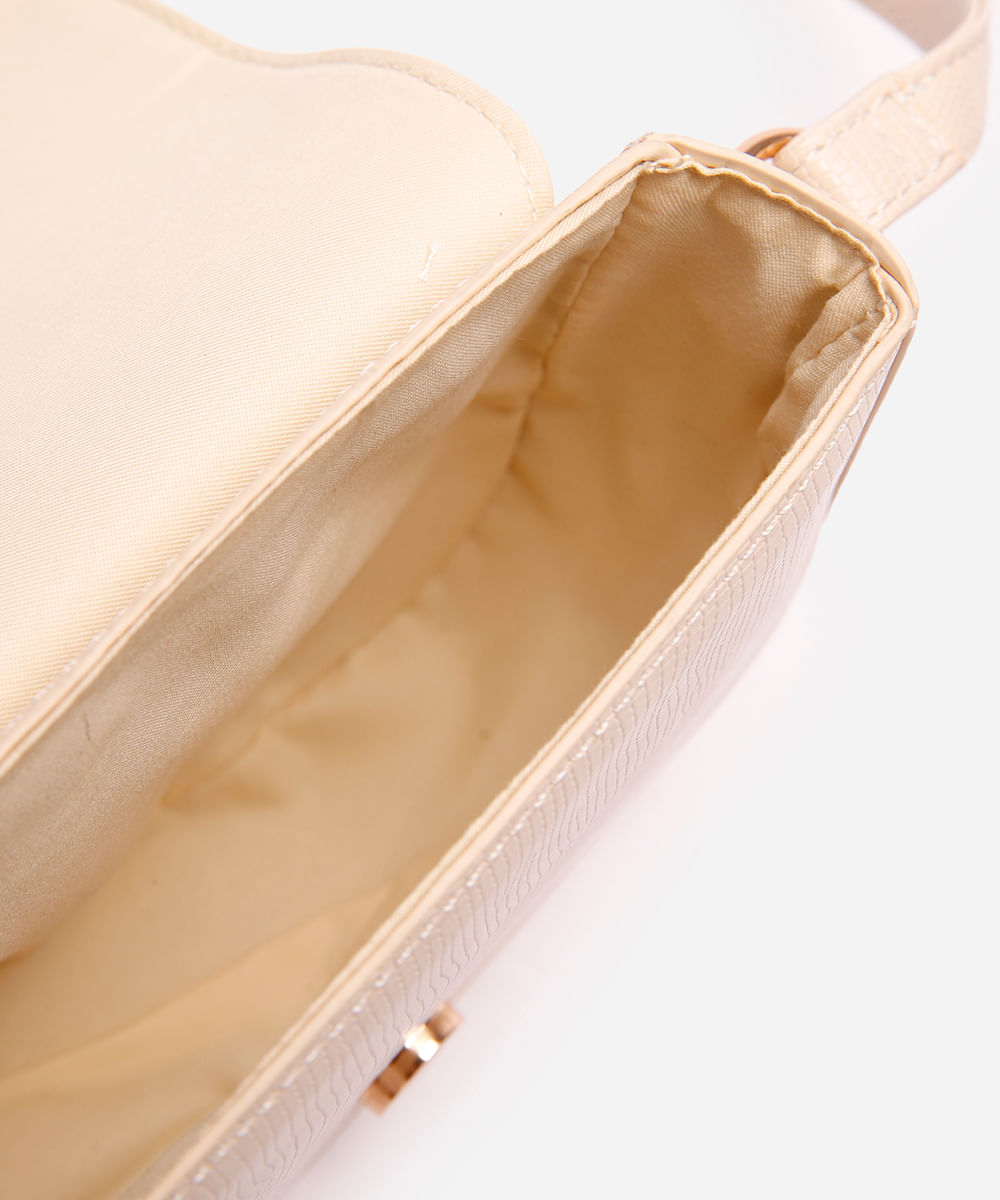 bolsa feminina transversal croco off white