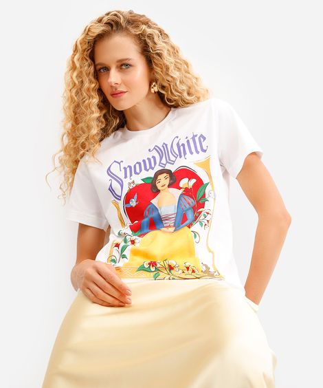 camiseta feminina de algodão branca de neve off white