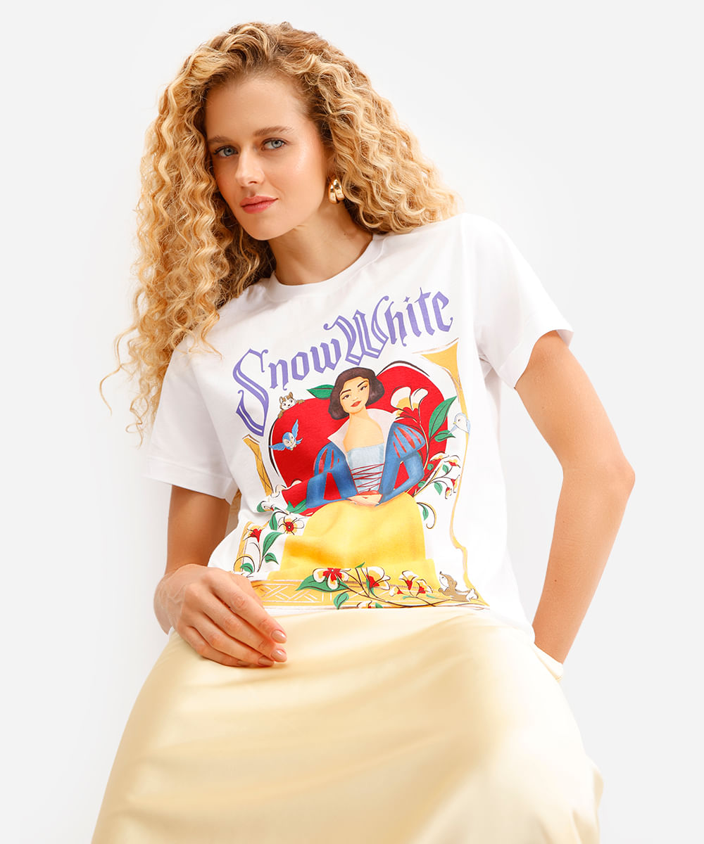 camiseta feminina de algodão branca de neve off white