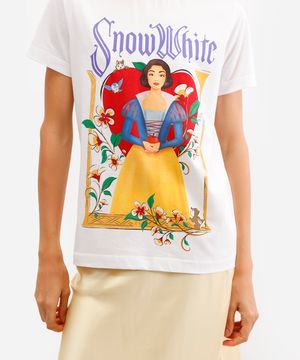 camiseta feminina de algodão branca de neve off white