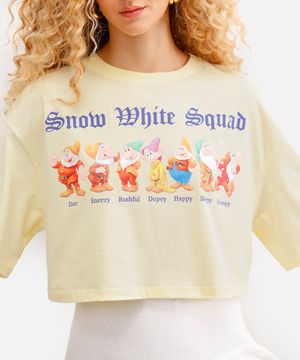 cropped feminino de algodão branca de neve - amarelo claro