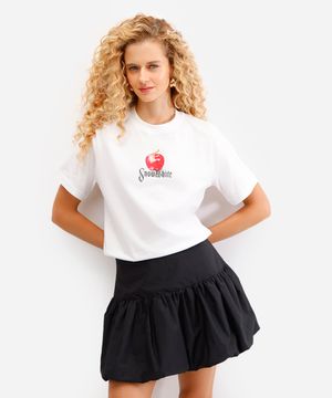 camiseta feminina de algodão branca de neve off white