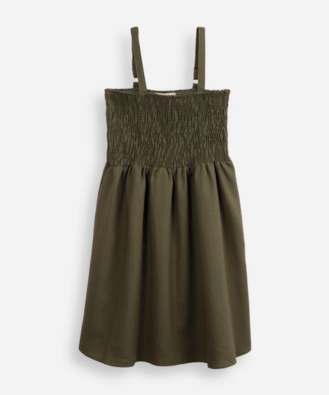 vestido com linho juvenil com lastex verde