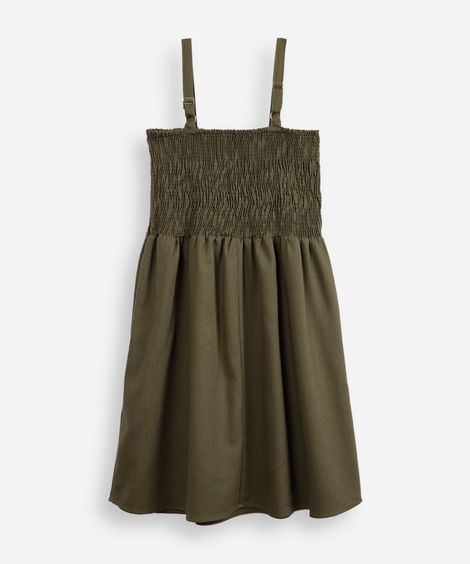 vestido com linho juvenil com lastex verde