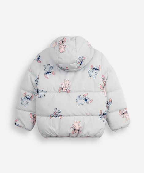 jaqueta puffer infantil angel e stitch azul