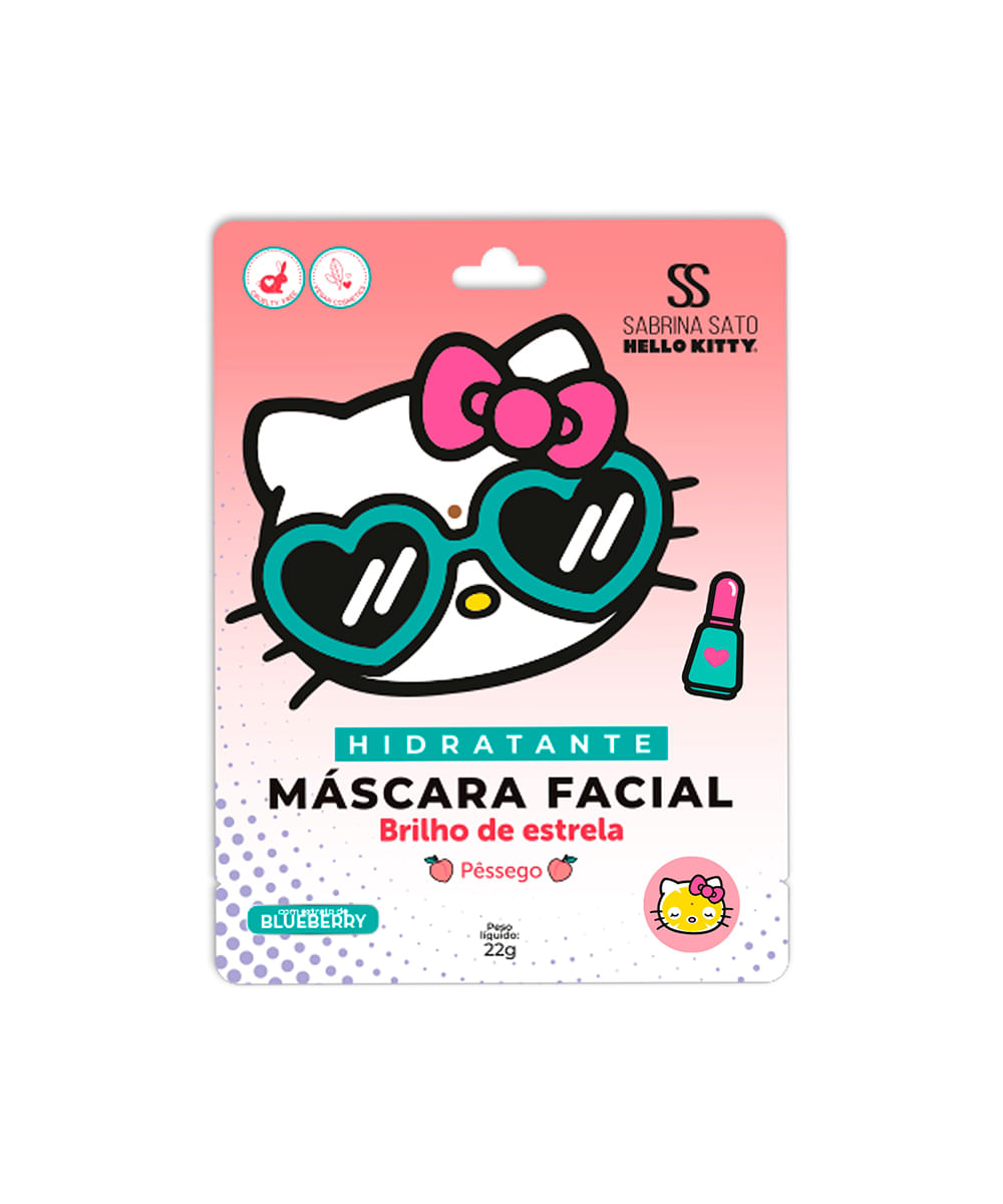 máscara facial hello kitty sabrina sato pêssego 22g
