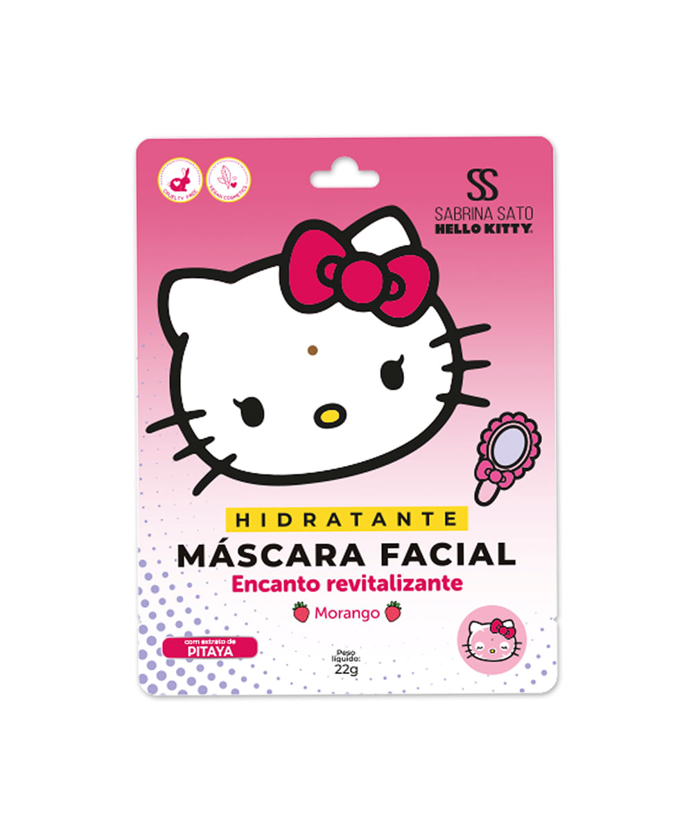 máscara facial hello kitty sabrina sato morango 22g