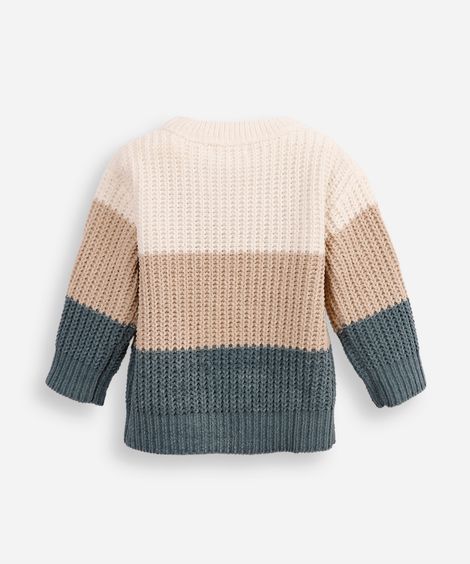 suéter de tricot infantil listrada bege