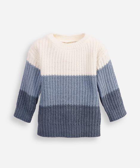 suéter de tricot infantil listrada azul