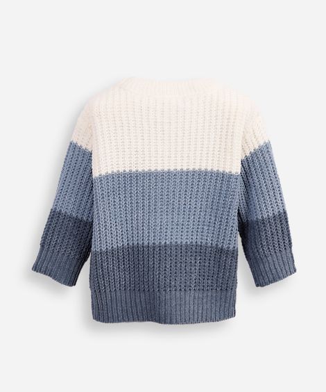suéter de tricot infantil listrada azul