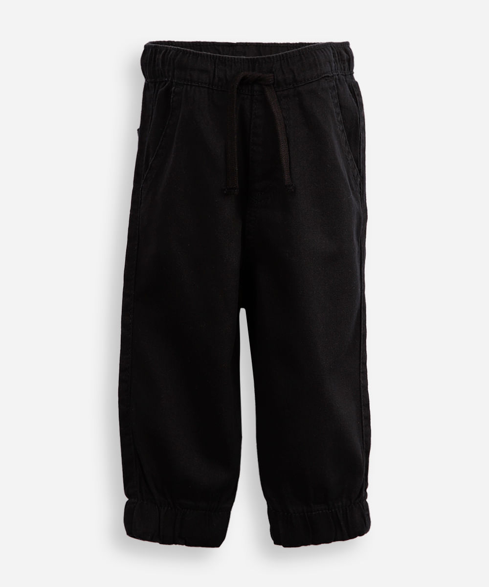 calça jogger infantil de sarja preta