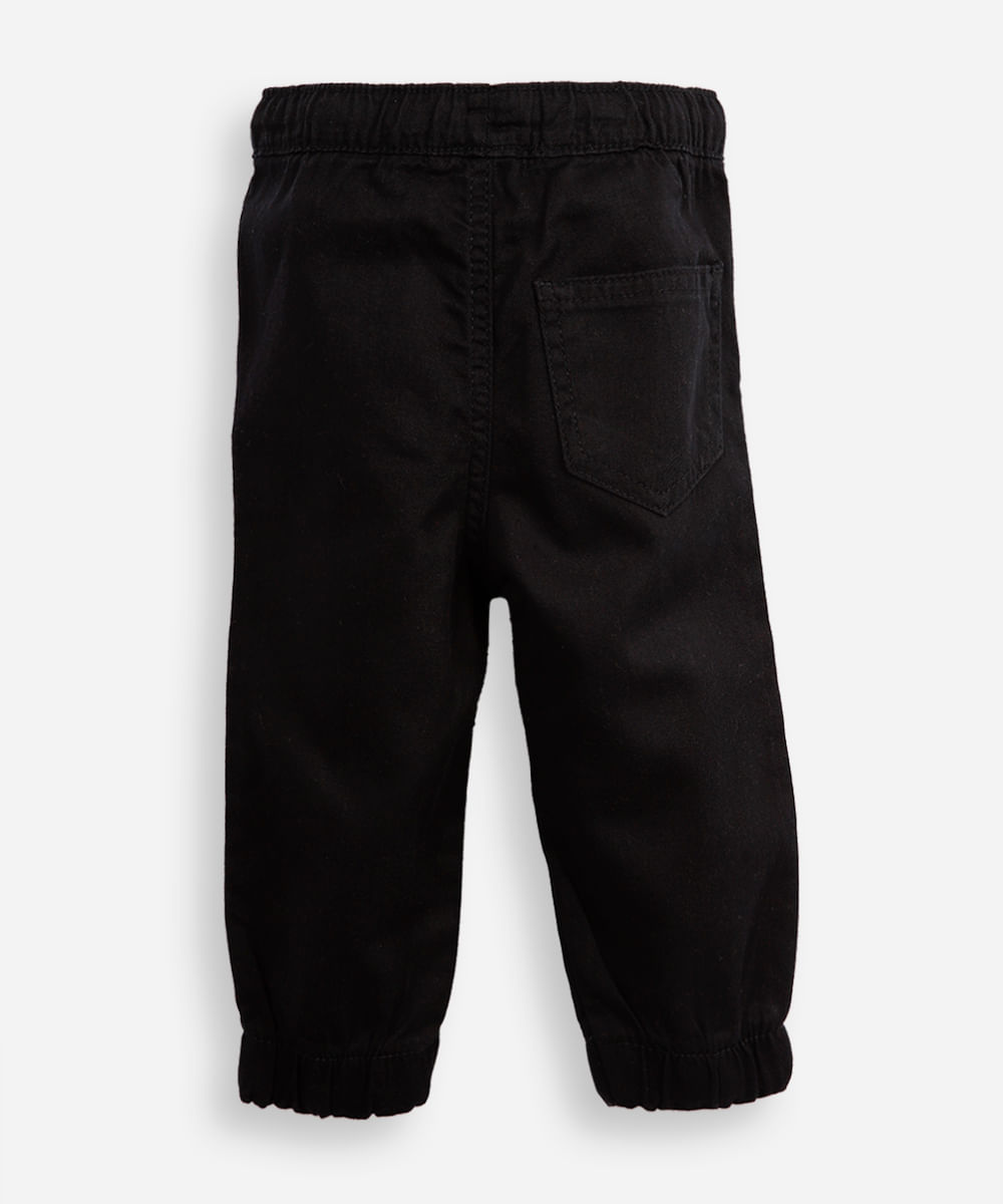 calça jogger infantil de sarja preta