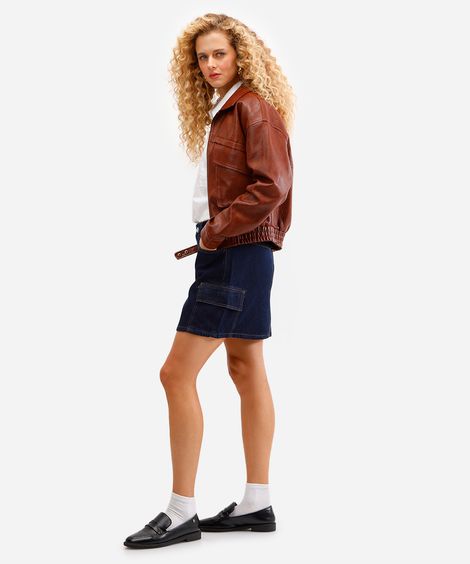 saia curta cargo feminina jeans azul