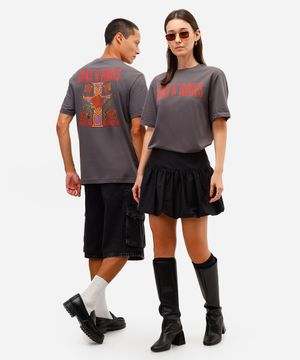 camiseta relaxed de algodão guns n roses cinza