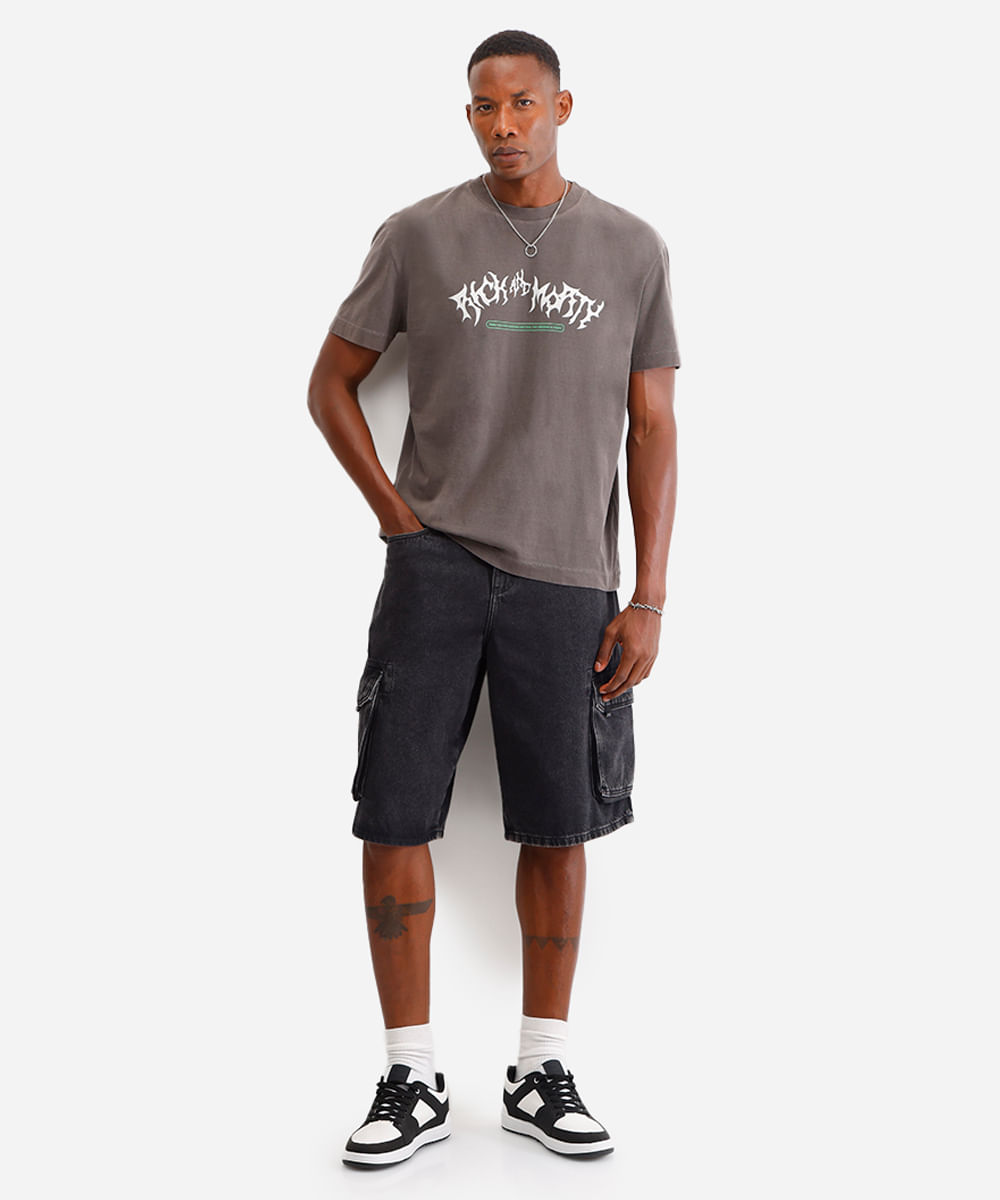 camiseta masculina de algodão rick and morty marrom