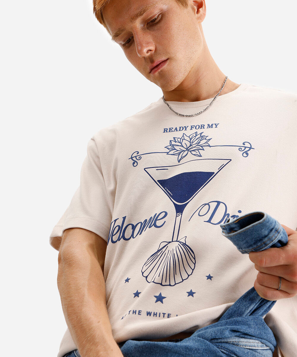 camiseta masculina de algodão the white lotus hbo bege