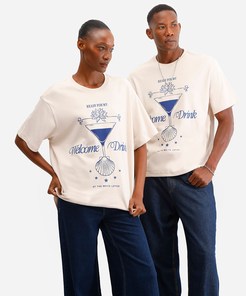 camiseta masculina de algodão the white lotus hbo bege