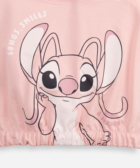 conjunto infantil curto com capuz angel rosa