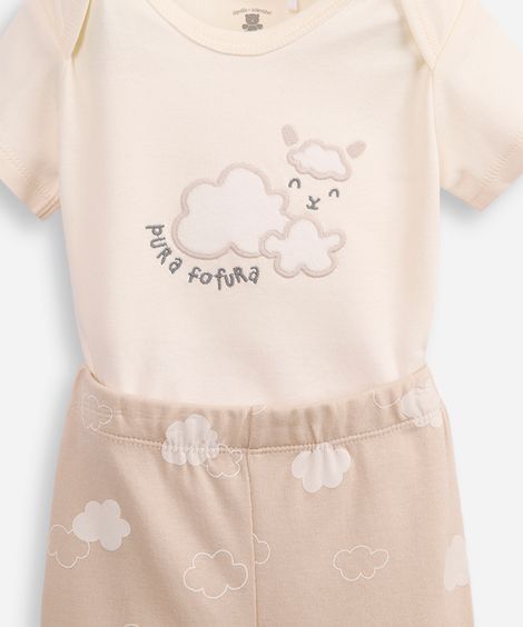 conjunto de algodão infantil ovelhinha pura fofura bege
