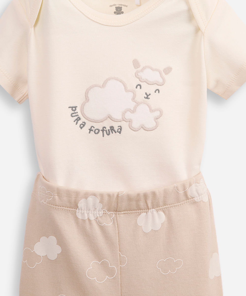 conjunto de algodão infantil ovelhinha pura fofura bege
