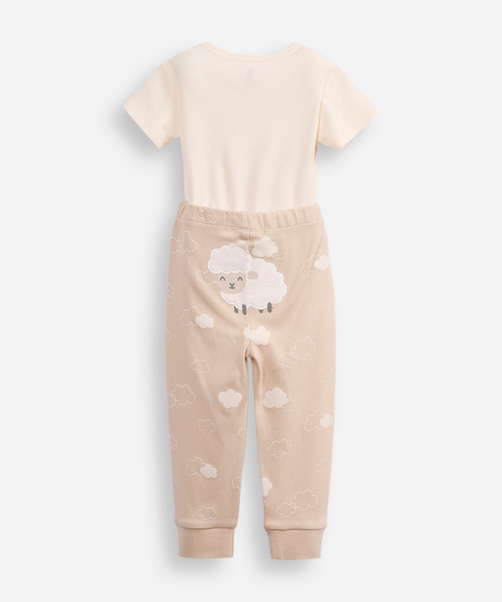 conjunto de algodão infantil ovelhinha pura fofura bege