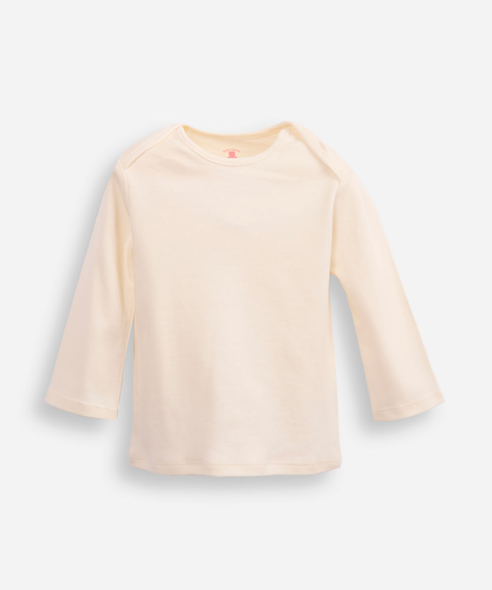 jardineira longa infantil de plush com blusa coelhinho off white