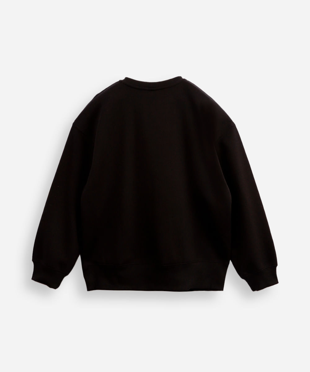 blusão oversized de moletom juvenil stitch preto